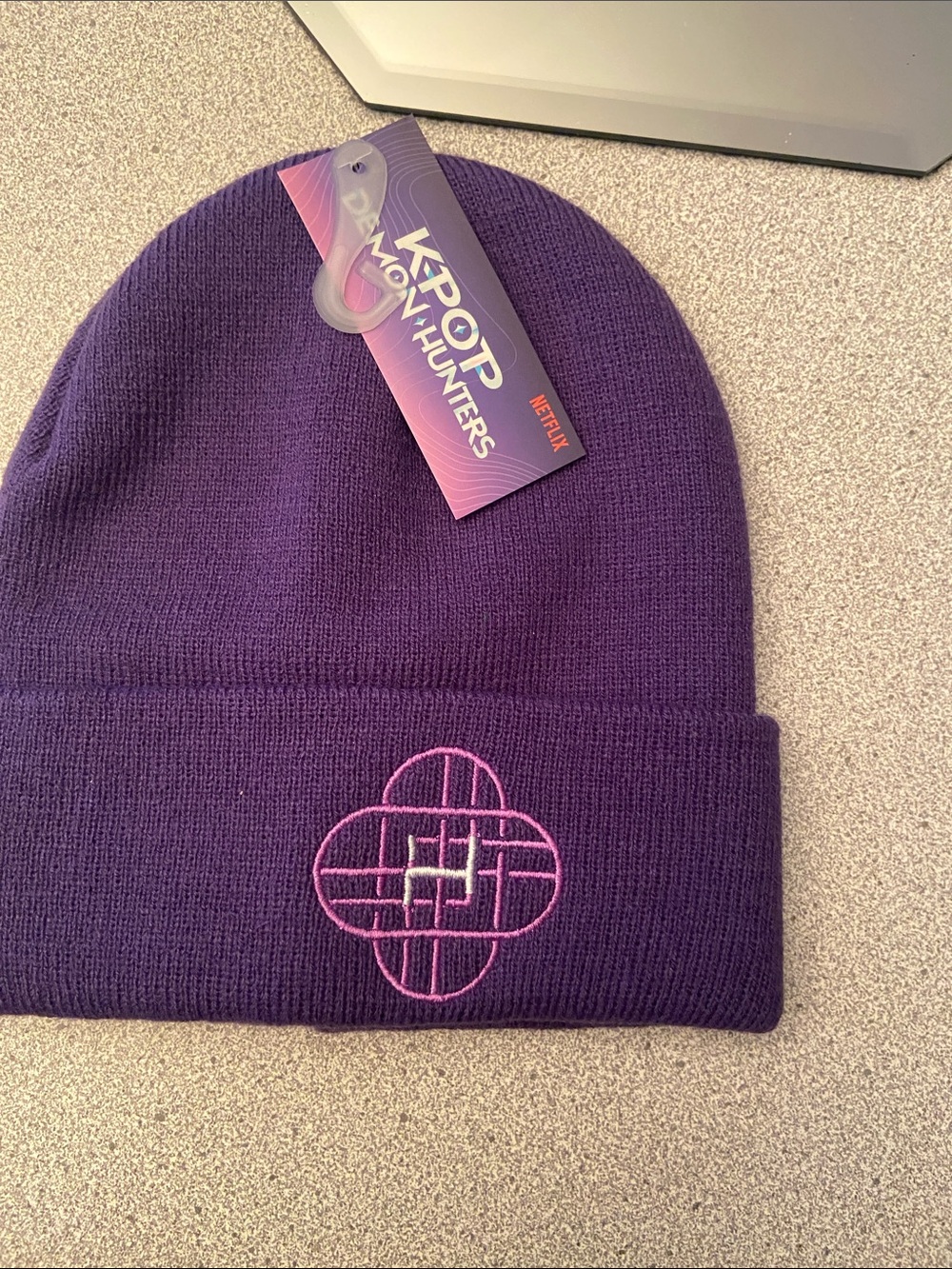 Netflix Purple Beanie with Pink Embroidered Design - Kids